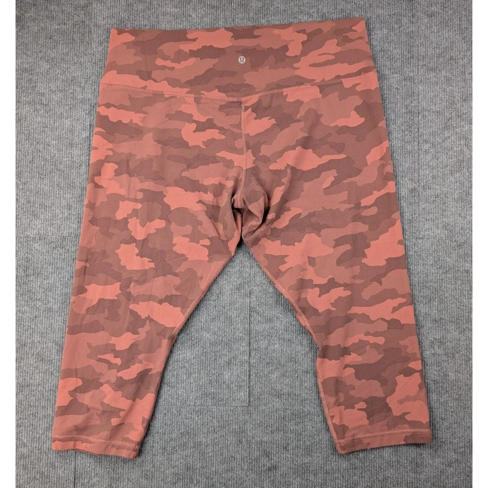 Lululemon Align Crop Leggings Womens 20 Pink Camo Stretch Athleisure Yoga Gym